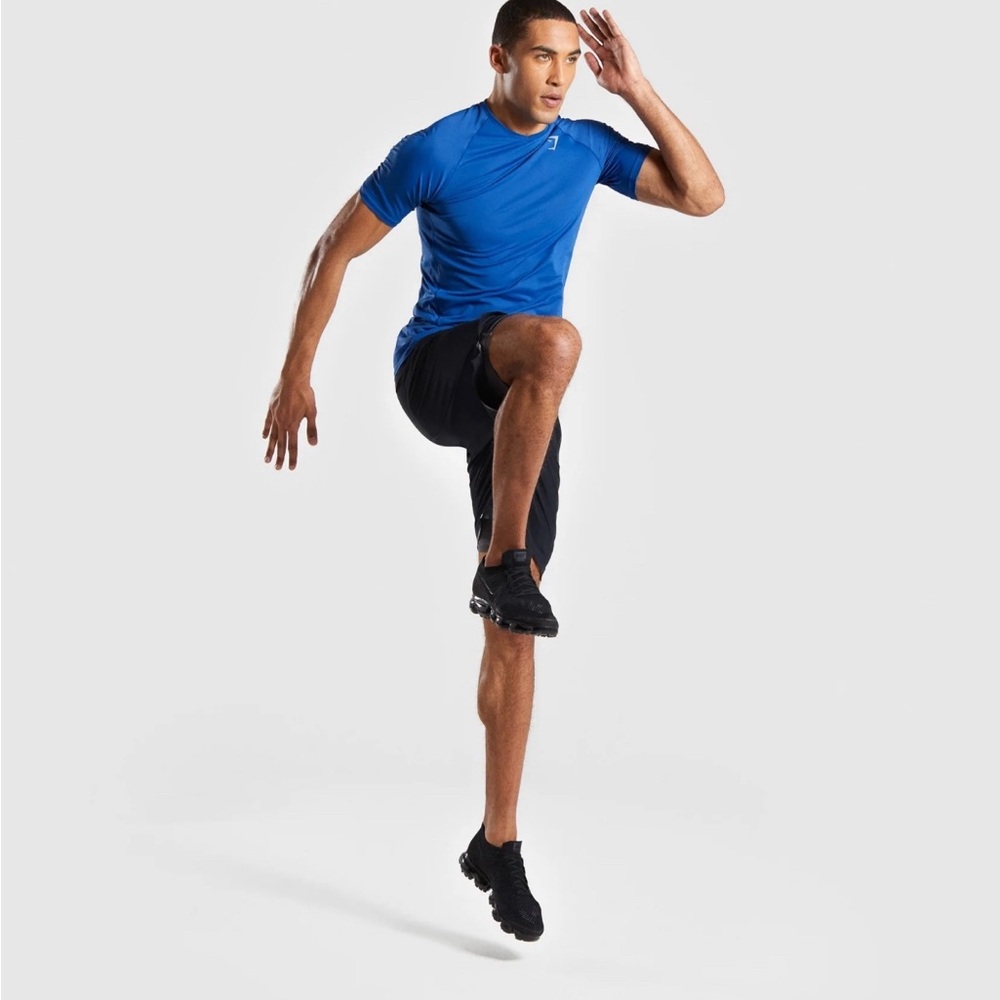 Gymshark Blue V-Neck TRAINING Short Sleeve Performance T-Shirt Men's XXL NEW